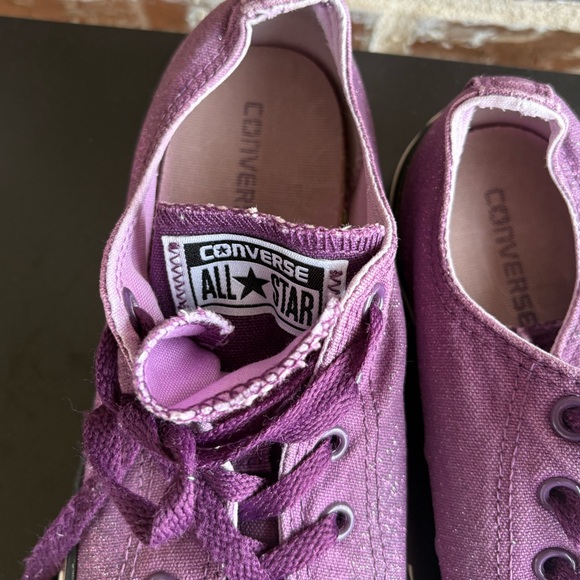Converse All Star Glitter Purple Double Tongue Low Sneakers Women's Size 7 - Picture 5 of 16